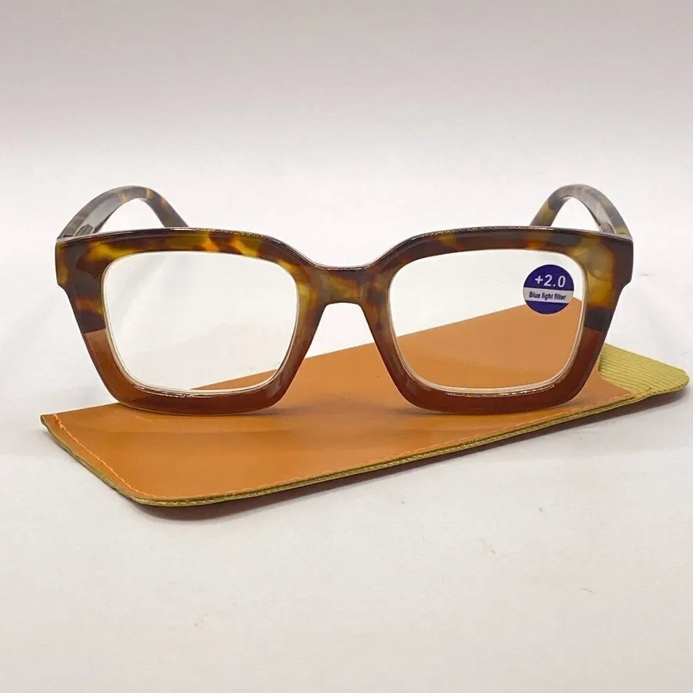 0961 Claudia Reading Glasses 2.0 Tortoise Square Concave Readers NWT